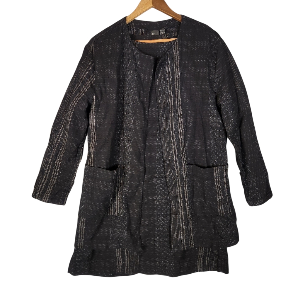 Eileen Fisher Project Dress And Jacket Set Size Medium Black Textured Weave - Picture 2 of 14